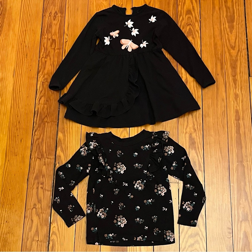 Tiny Tribe Black Ruffle Dress And Floral Ruffle Top Bundle Size 3T